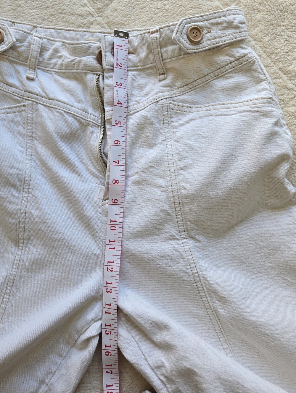 Free People City of Lights Cream Ribbed Tank Top and White High-Waist Jeans 30 - Picture 9 of 11